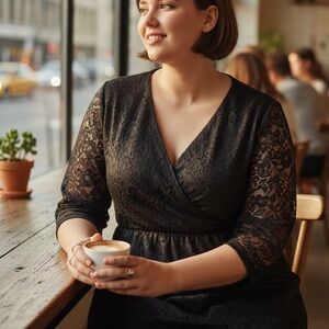 Lane Bryant Elegant Black Lace Dress